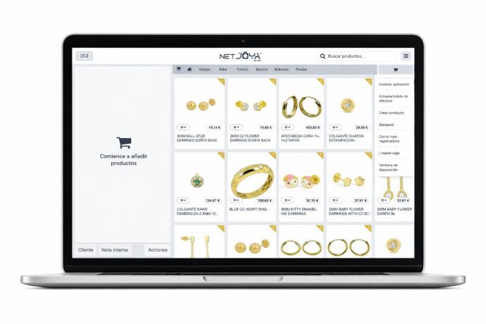 Catálogo digital de joyería netJOYA abierto en ordenador portátil