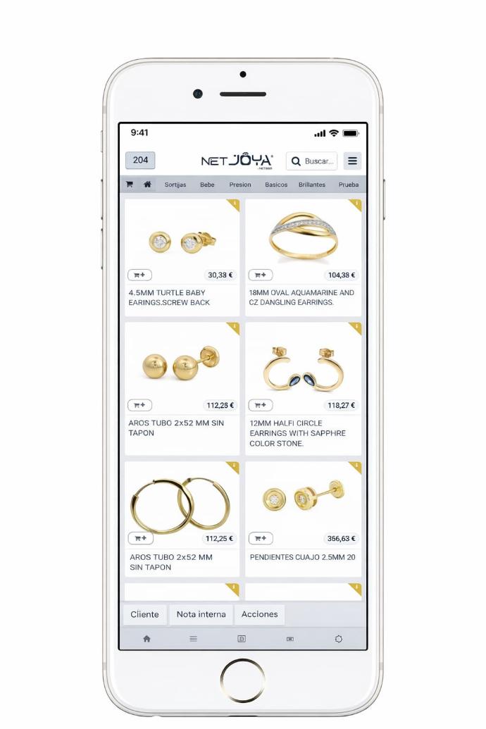 Catálogo de joyería accesible desde dispositivo móvil en cualquier lugar