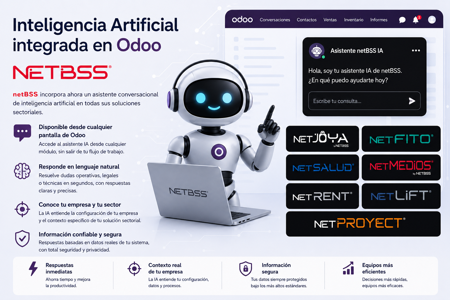 Asistente de inteligencia artificial integrado en Odoo ERP